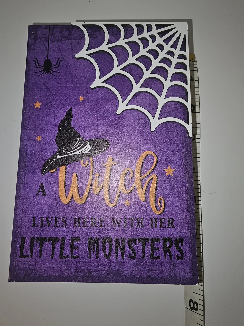 'A Witch Lives Here With Her Little Monsters' Halloween Wooden Sign - New
